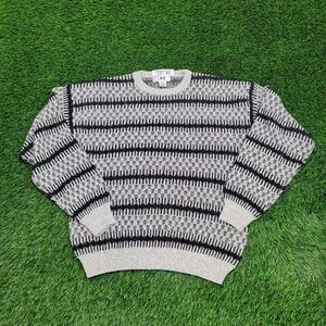 Vintage 80s Stripes Sweater Womens Large 21x25 Gray